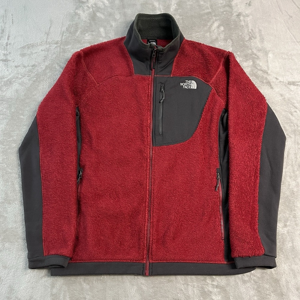 The North Face Grizzly Jacket Men's XL Red Black Polartec Thermal Pro Fleece